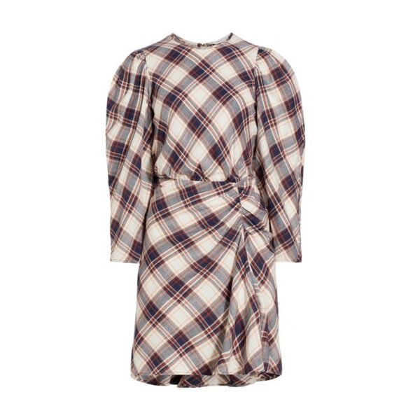 NWT VERONICA BEARD Agnor Plaid Puff Sleeve Mini Dress SIZE 4 - Picture 2 of 13